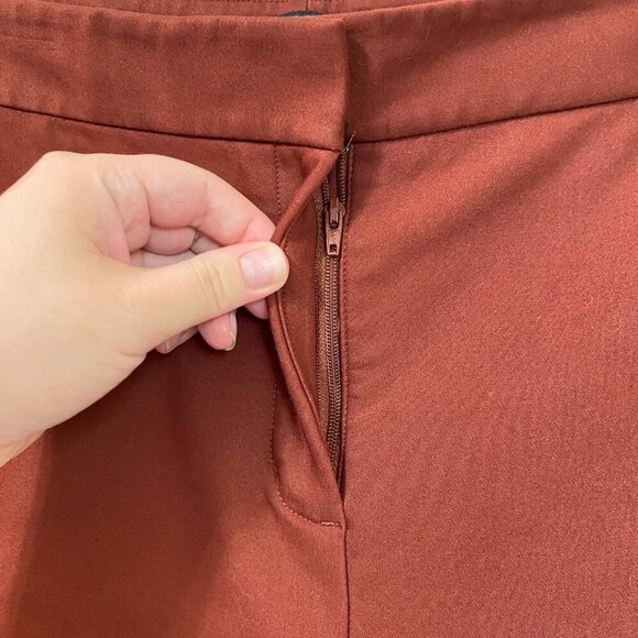 Express Mid Rise Columnist Ankle Pant In Rust Brick Red Size 14 - Picture 4 of 8
